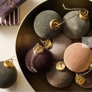 West Elm | Medium Flocked Ball Ornaments (Set of 9) - Cool Tones